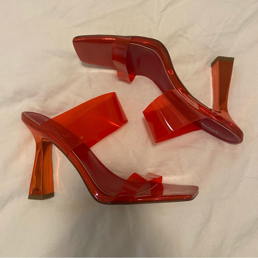 VIVIANLY Clear Pointed Toe Sandals Stiletto Heels Transparent Strap High Heels - Picture 3 of 9